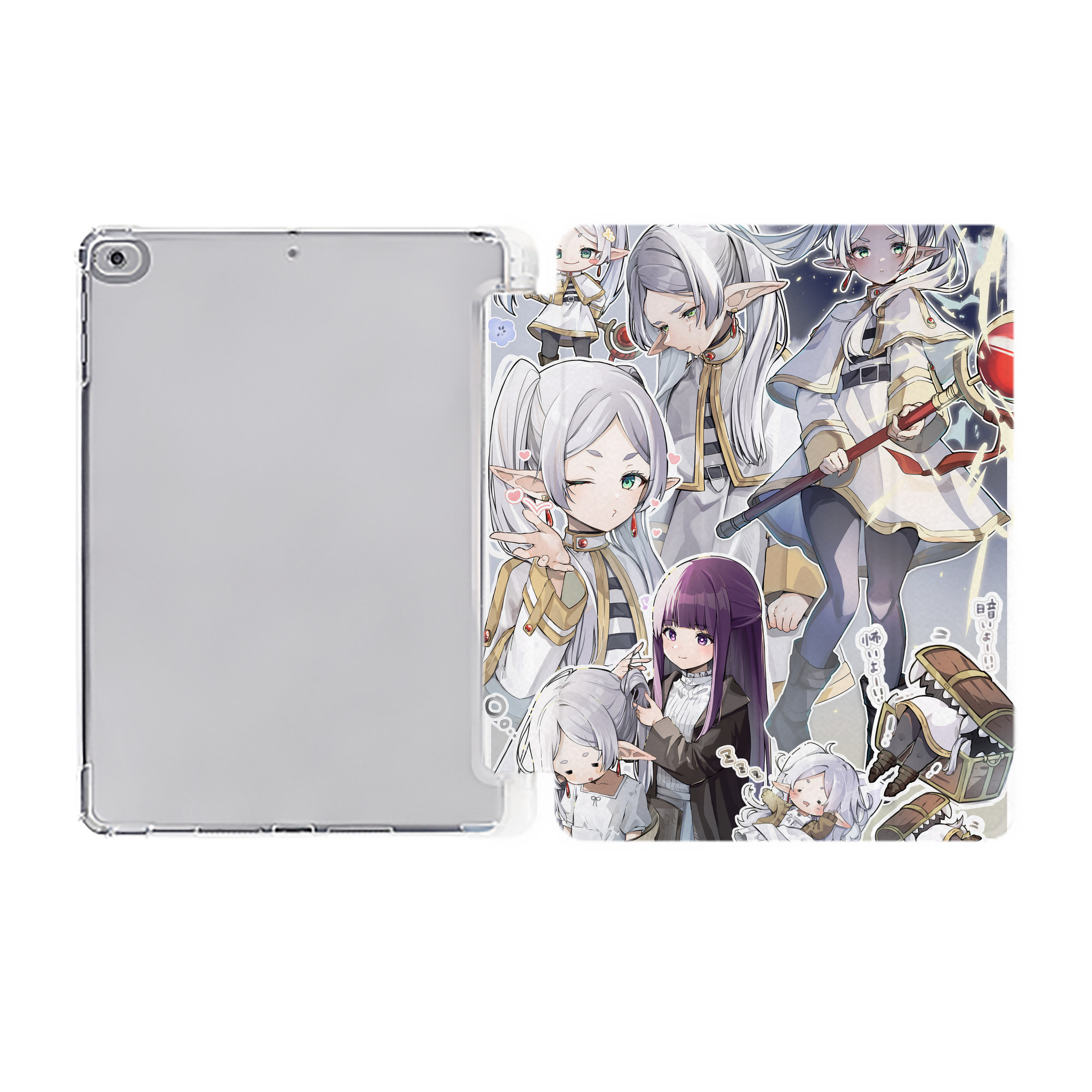 （画像用） 葬送のフリーレン Frieren IPad ケース ペン収納付き 三つ折りスタンド PUレザー×シリコン 対応機種9.5/10.5/10.9インチ